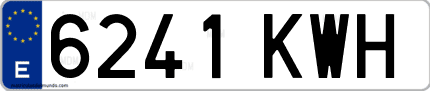 Ejemplo de matrícula de coche ordinaria 6241 KWH