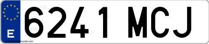 Ejemplo de matrícula española 6241 MCJ