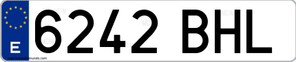 Ejemplo de matrícula de coche ordinaria 6242 BHL