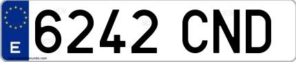 Ejemplo de matrícula española 6242 CND
