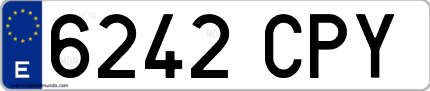 Ejemplo de matrícula de coche ordinaria 6242 CPY