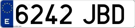 Ejemplo de matrícula española 6242 JBD