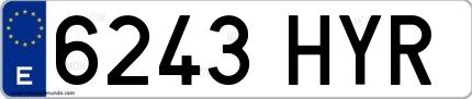 Ejemplo de matrícula española 6243 HYR