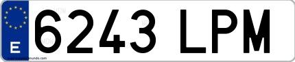 Ejemplo de matrícula española 6243 LPM