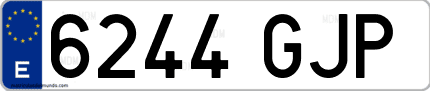 Ejemplo de matrícula de coche ordinaria 6244 GJP