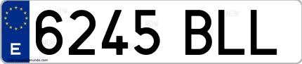 Ejemplo de matrícula española 6245 BLL