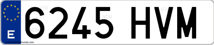 Ejemplo de matrícula de coche ordinaria 6245 HVM
