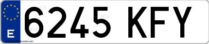 Ejemplo de matrícula española 6245 KFY
