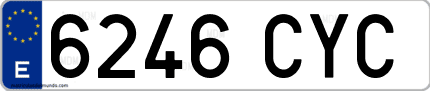 Ejemplo de matrícula de coche ordinaria 6246 CYC