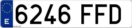 Ejemplo de matrícula española 6246 FFD