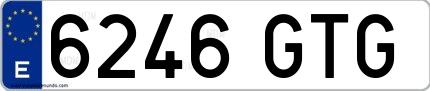 Ejemplo de matrícula española 6246 GTG