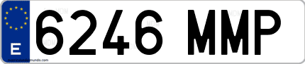 Ejemplo de matrícula de coche ordinaria 6246 MMP