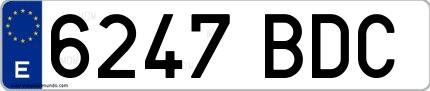 Ejemplo de matrícula española 6247 BDC