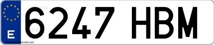 Ejemplo de matrícula española 6247 HBM