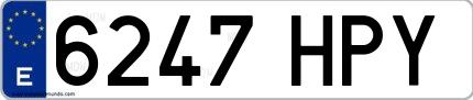 Ejemplo de matrícula española 6247 HPY