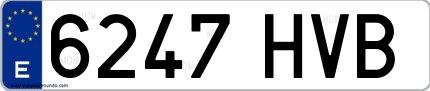 Ejemplo de matrícula española 6247 HVB