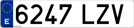 Ejemplo de matrícula de coche ordinaria 6247 LZV