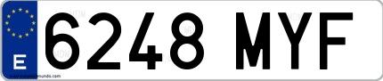 Ejemplo de matrícula de coche ordinaria 6248 MYF