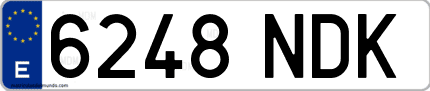 Ejemplo de matrícula de coche ordinaria 6248 NDK