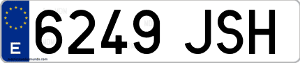 Ejemplo de matrícula de coche ordinaria 6249 JSH
