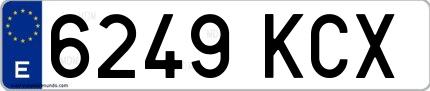 Ejemplo de matrícula española 6249 KCX
