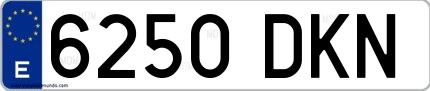 Ejemplo de matrícula española 6250 DKN