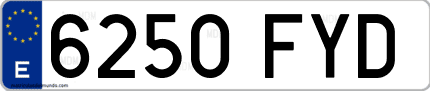 Ejemplo de matrícula de coche ordinaria 6250 FYD