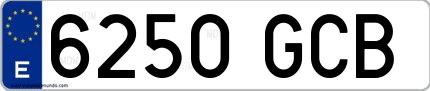 Ejemplo de matrícula española 6250 GCB