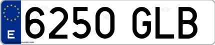 Ejemplo de matrícula española 6250 GLB