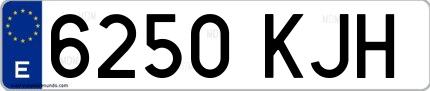 Ejemplo de matrícula española 6250 KJH