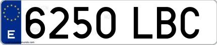 Ejemplo de matrícula española 6250 LBC