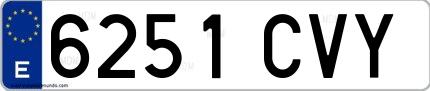 Ejemplo de matrícula española 6251 CVY