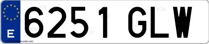 Ejemplo de matrícula española 6251 GLW
