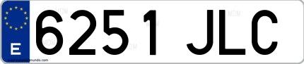 Ejemplo de matrícula española 6251 JLC