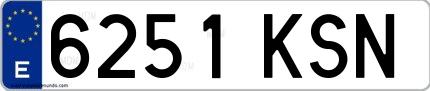 Ejemplo de matrícula española 6251 KSN