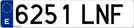 Ejemplo de matrícula española 6251 LNF