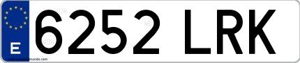 Ejemplo de matrícula española 6252 LRK