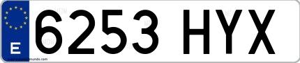 Ejemplo de matrícula española 6253 HYX