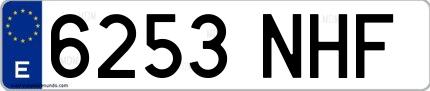Ejemplo de matrícula española 6253 NHF