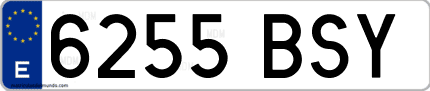 Ejemplo de matrícula de coche ordinaria 6255 BSY