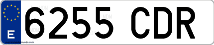 Ejemplo de matrícula de coche ordinaria 6255 CDR