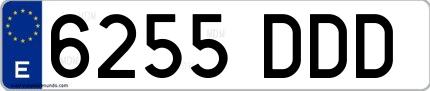 Ejemplo de matrícula española 6255 DDD