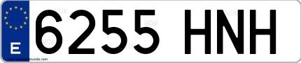 Ejemplo de matrícula española 6255 HNH