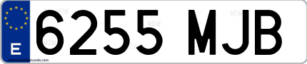 Ejemplo de matrícula de coche ordinaria 6255 MJB