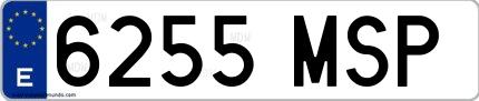 Ejemplo de matrícula española 6255 MSP