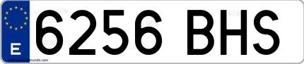 Ejemplo de matrícula española 6256 BHS