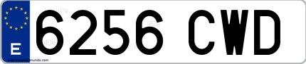 Ejemplo de matrícula española 6256 CWD