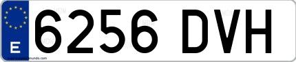 Ejemplo de matrícula española 6256 DVH