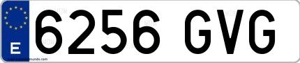 Ejemplo de matrícula española 6256 GVG