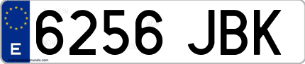 Ejemplo de matrícula de coche ordinaria 6256 JBK